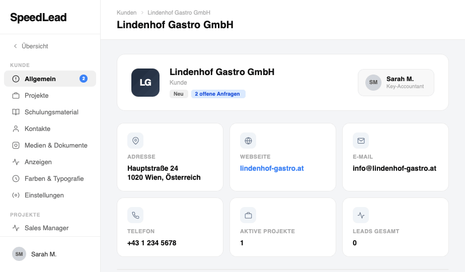 SpeedLead – Kundenansicht